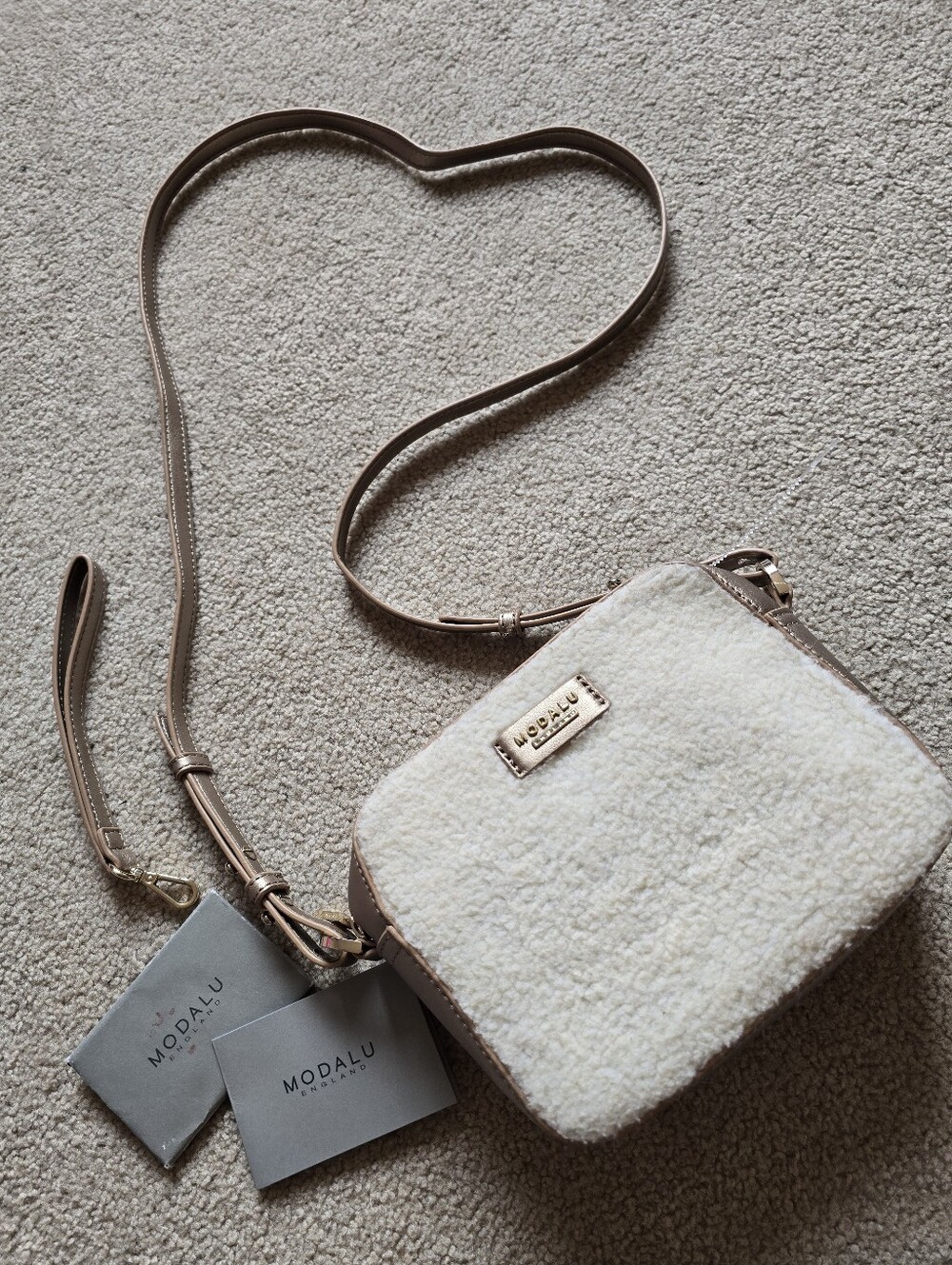 Modalu England Genuine Leather Sherpa Crossbody Camera Bag